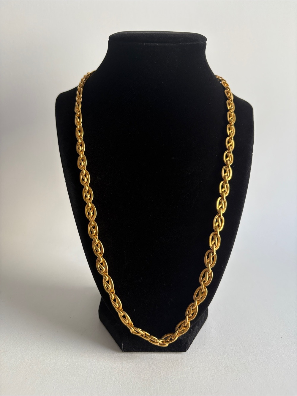 Vintage Anne Klein Gold Double Link Chain Necklace 1980s 1990s